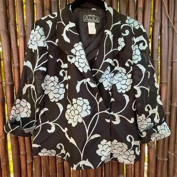 Floral Jacket Vintage Alex Evenings Size 4 P - Picture 1 of 5
